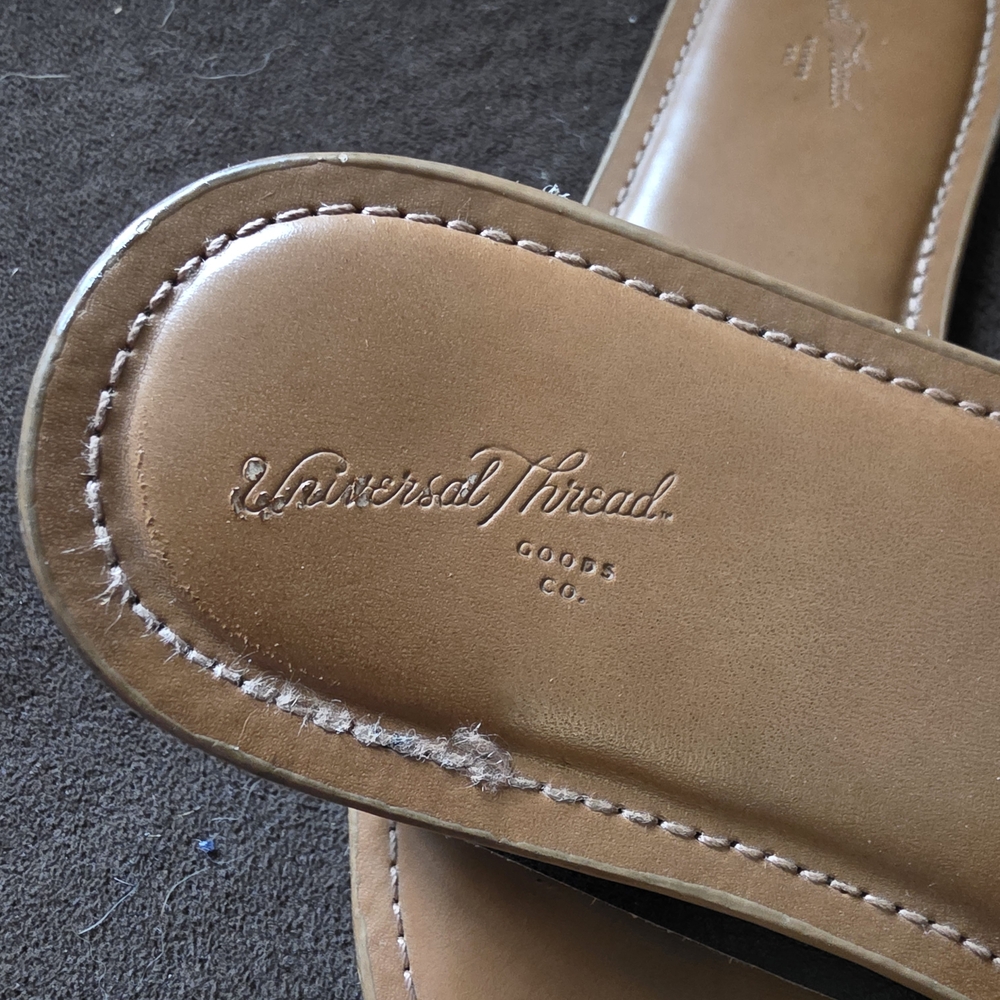 Universal Thread Tan Leather Slide Sandals - Picture 2 of 4